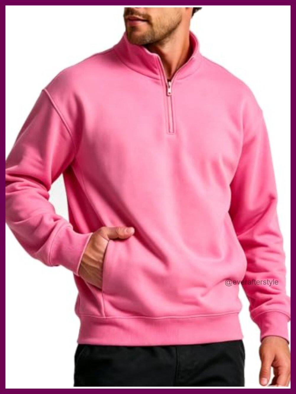 Mens Quarter Zip Pullover Sweatshirt Mock Neck Midweight Sweater Pocket